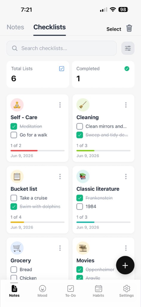 Cres Checklists — organized lists for everyday life
