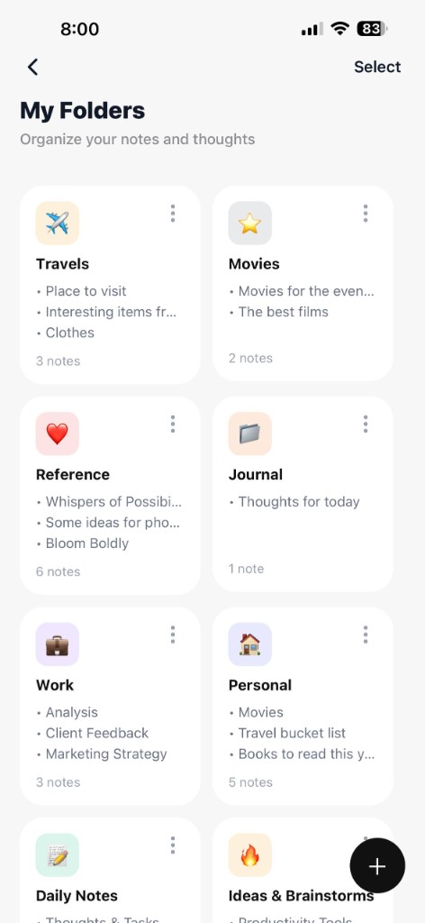 Cres Notes — folders for thoughts and reflections
