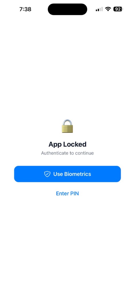 Cres Privacy — App Locked with biometrics and PIN